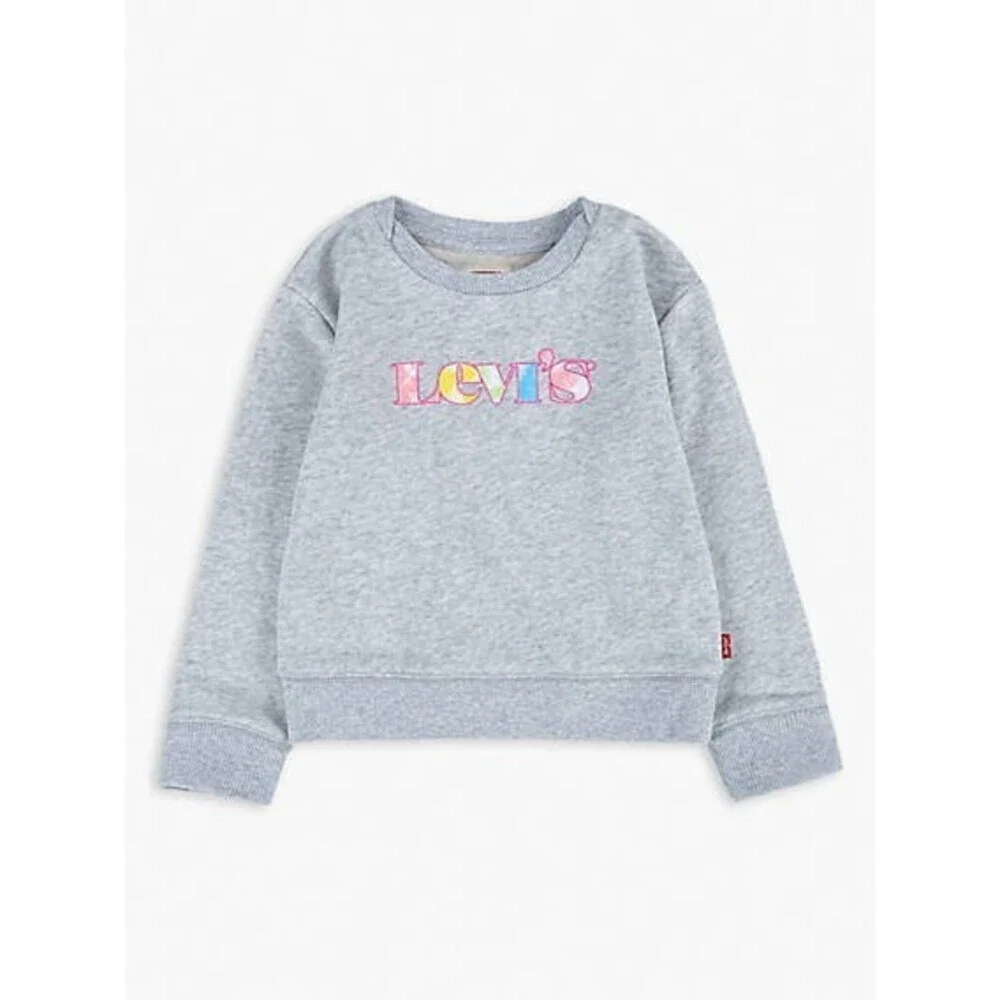 Levi's Sweatshirt Girls Medium Gray Logo Crew Neck Long Sleeve Pullover GBO267
